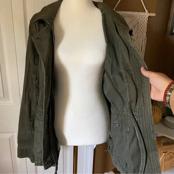 Hollister Olive Utility Jacket Y2K Vibes 2016 Trendy Jacket / Size L best S/M - Picture 7 of 8